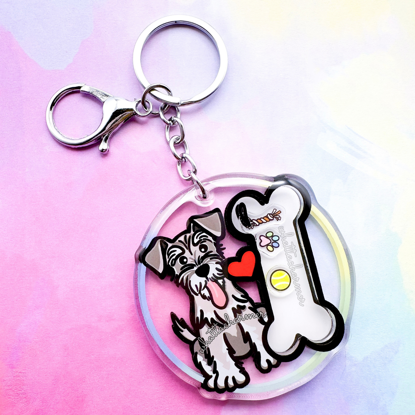 Salt and Pepper Schnauzer Shaker Keychain