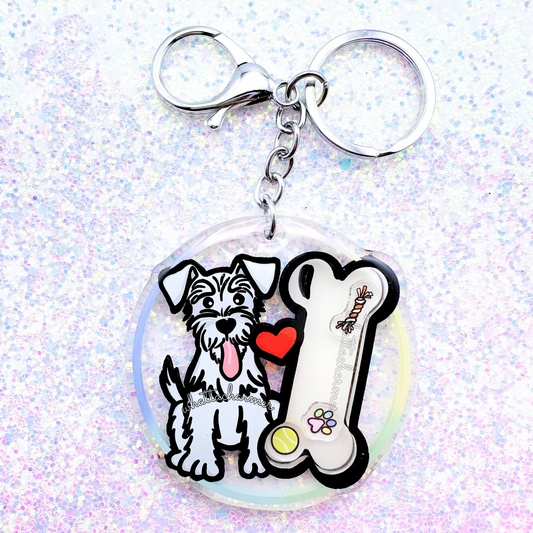 White Schnauzer Shaker Keychain