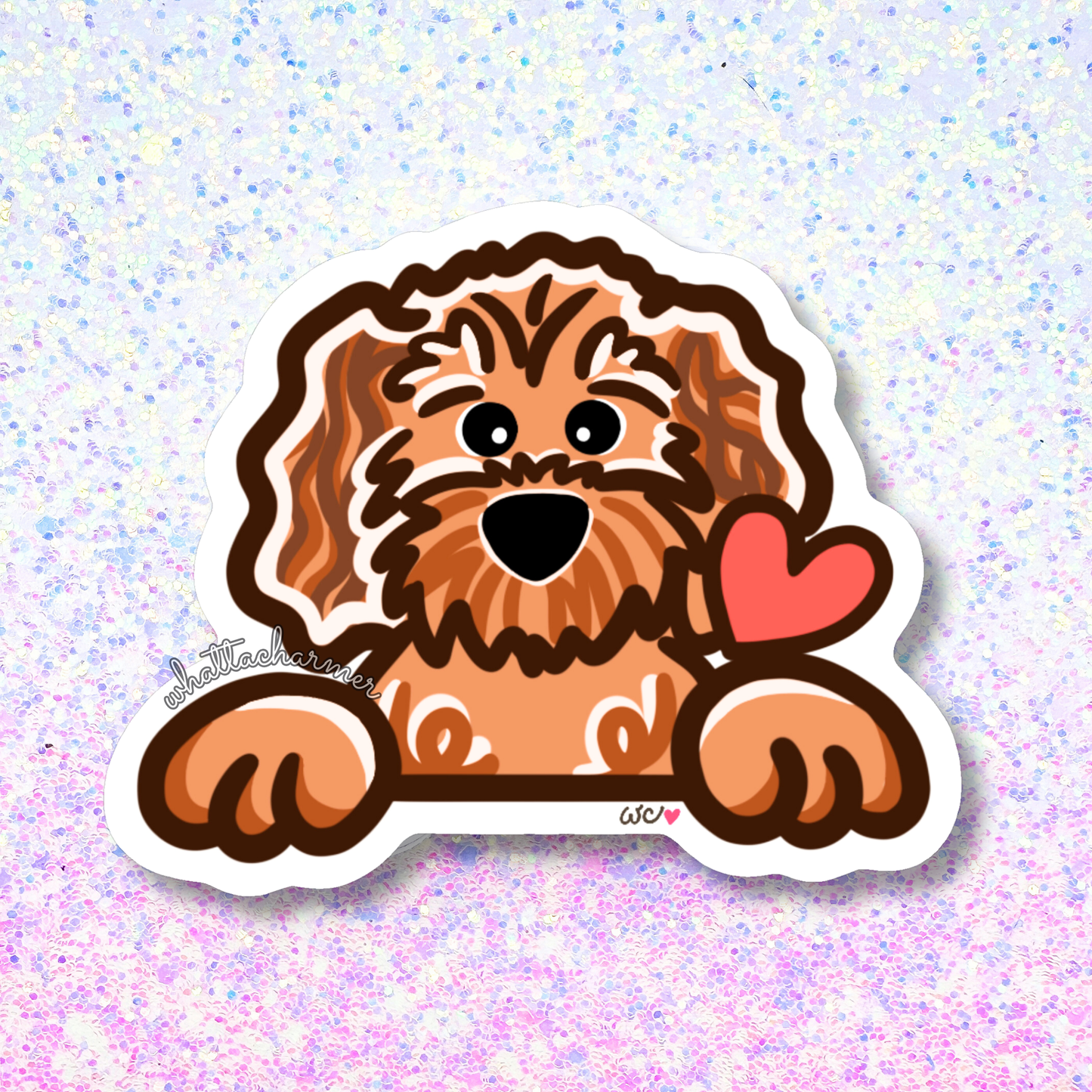 Red Goldendoodle Vinyl Sticker