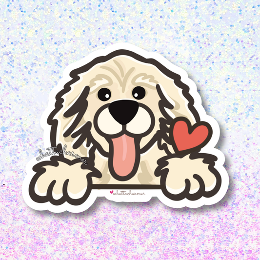 English Cream Golden Retriever Vinyl Sticker