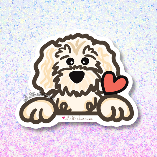 Cream Goldendoodle Vinyl Sticker