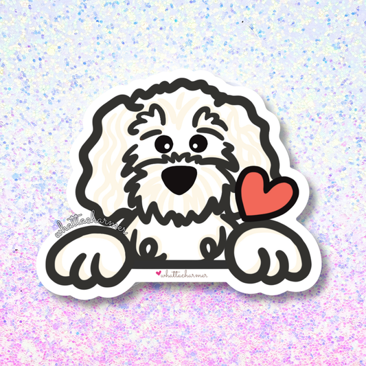 White Goldendoodle Vinyl Sticker