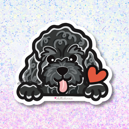 Black Toy Poodle Vinyl Sticker