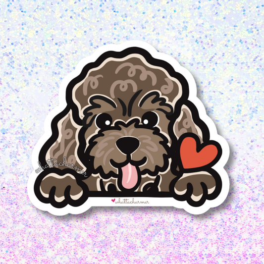 Brown Toy Poodle Vinyl Sticker