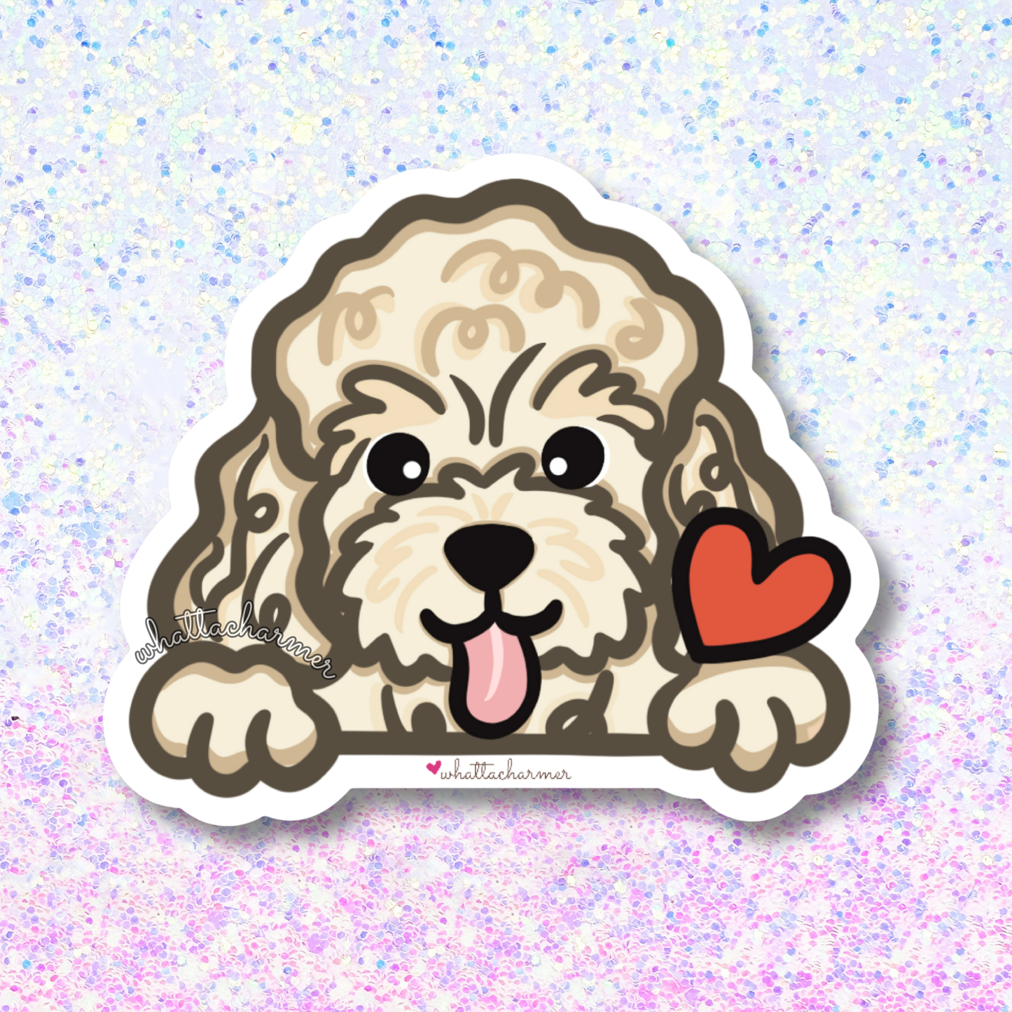 Cream Toy Poodle Vinyl Sticker