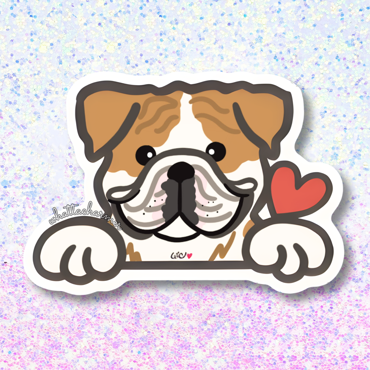 Tan and White English Bulldog Vinyl Sticker