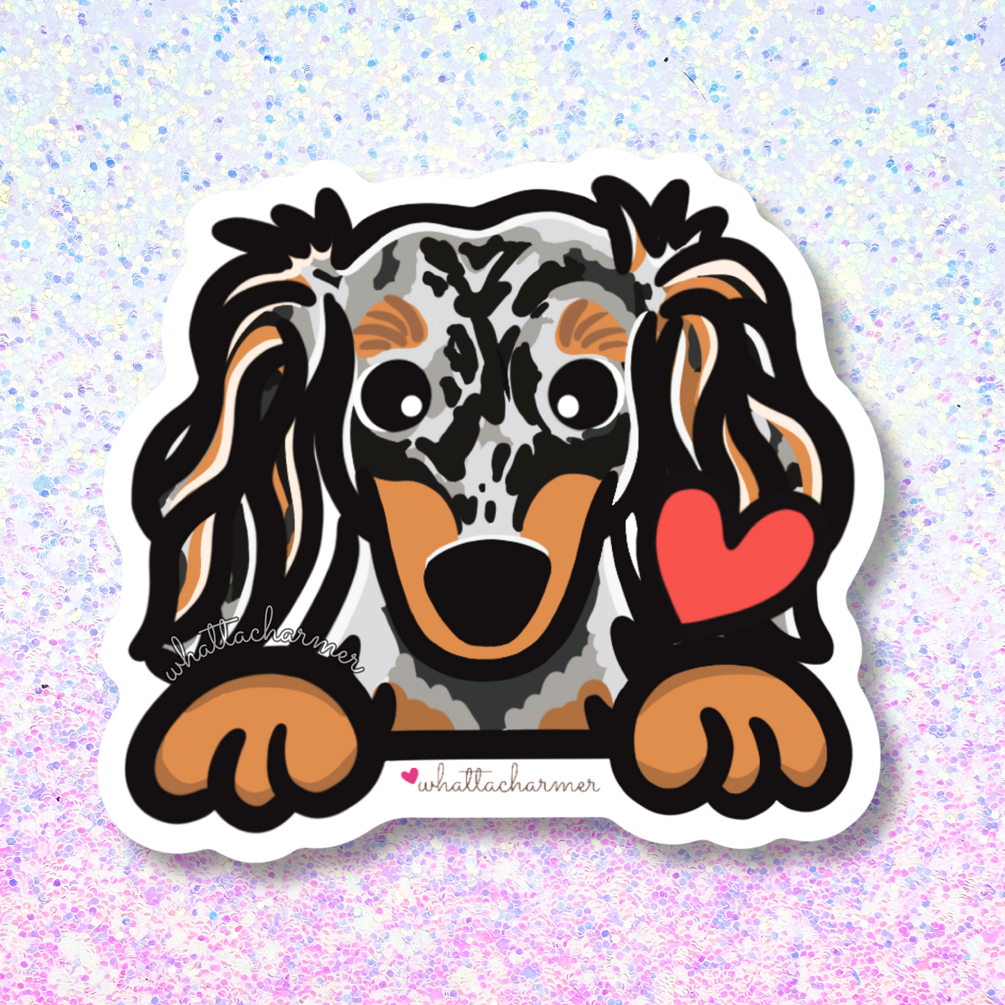 Longhaired Silver Dapple Dachshund Vinyl Sticker