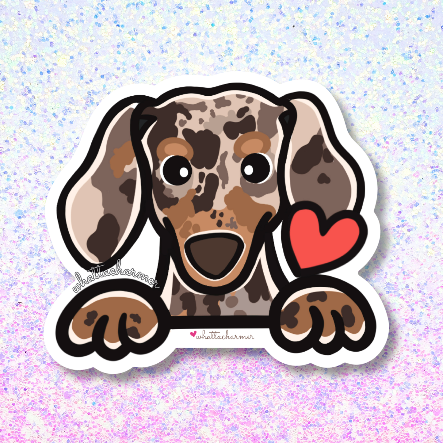 Smooth Chocolate Dapple Dachshund Vinyl Sticker