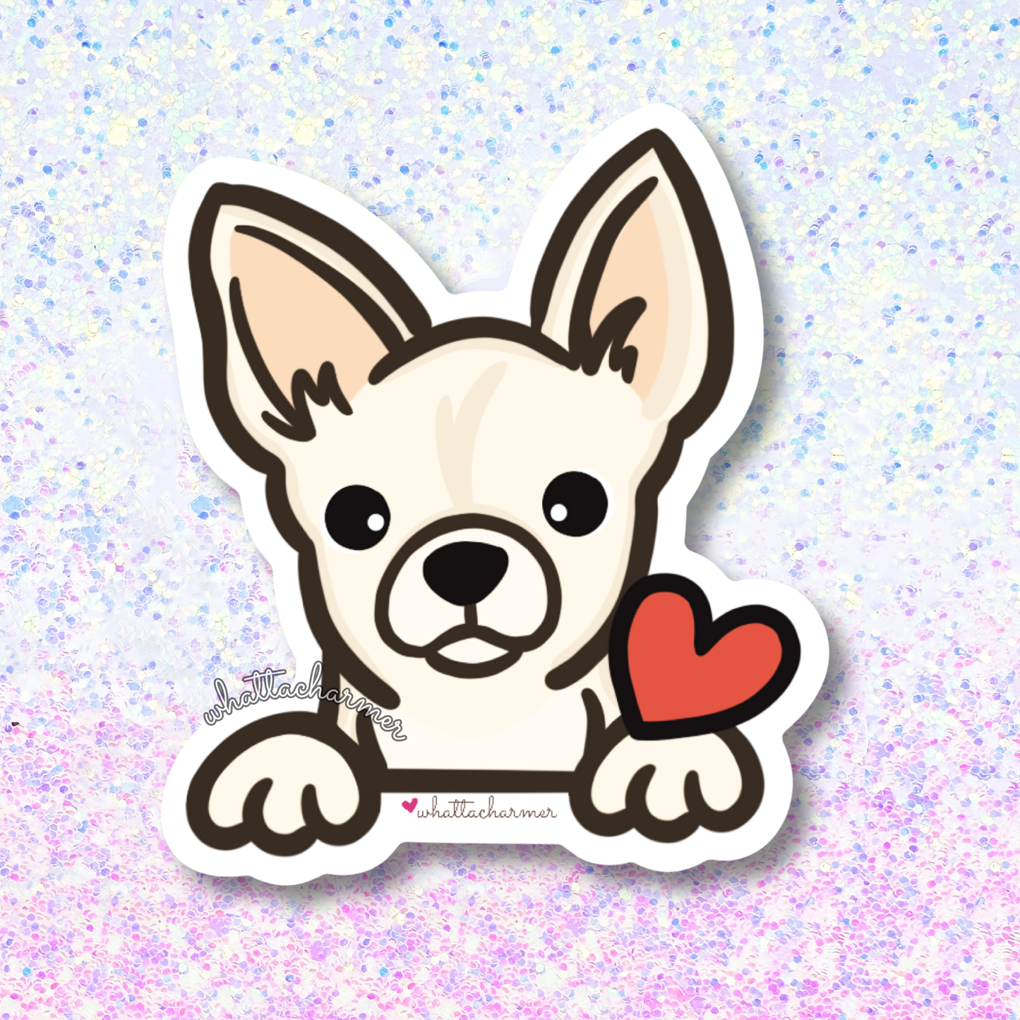 Shorthaired White Chihuahua Vinyl Sticker