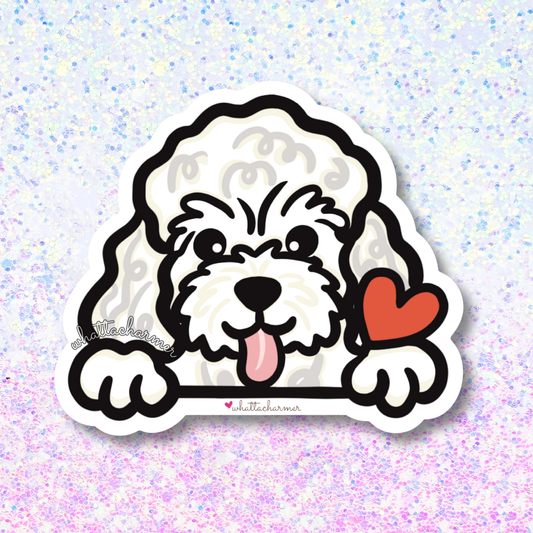 White Toy Poodle Vinyl Sticker