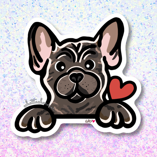 Brindle French Bull Dog Vinyl Sticker