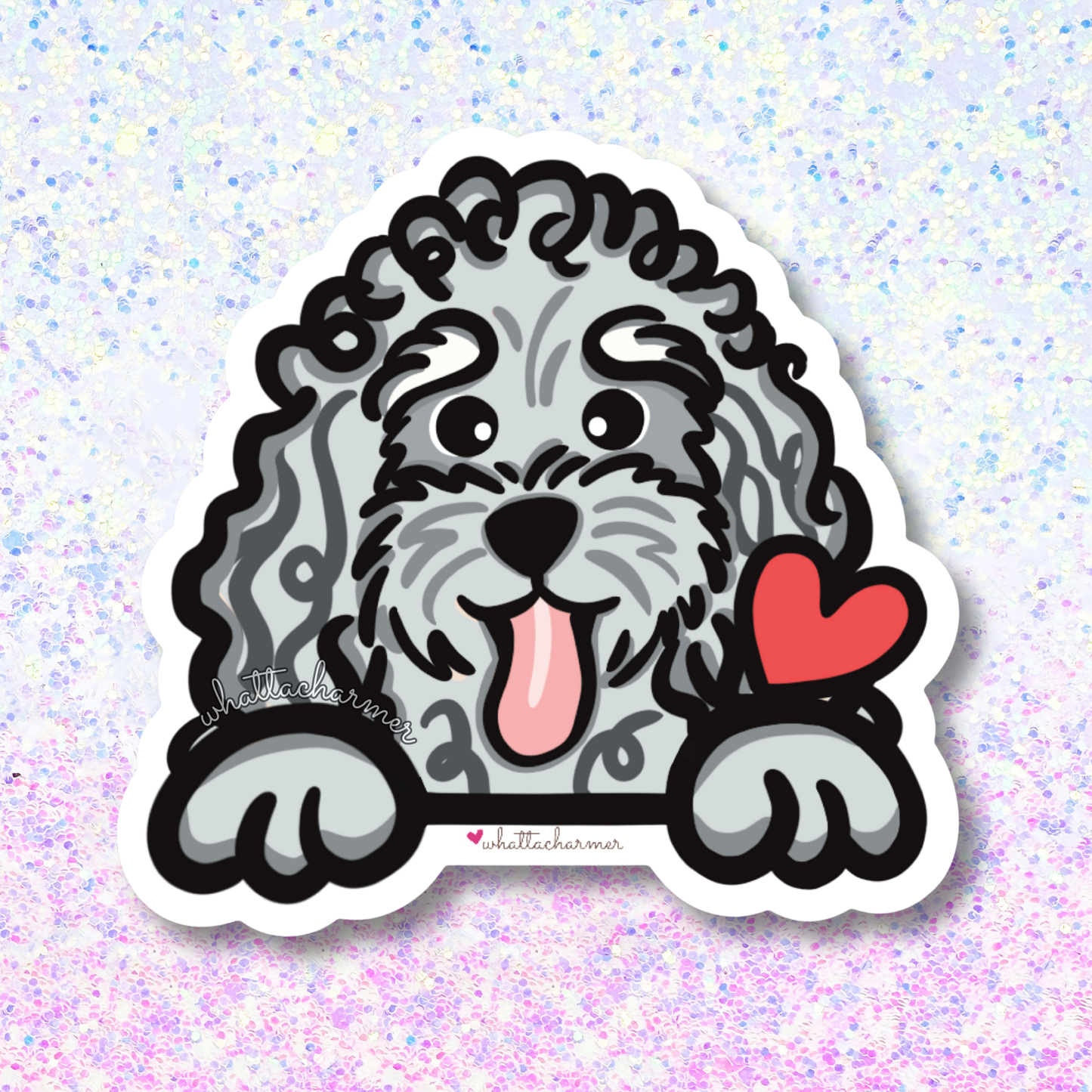 Silver Standard Poodle Vinyl Sticker