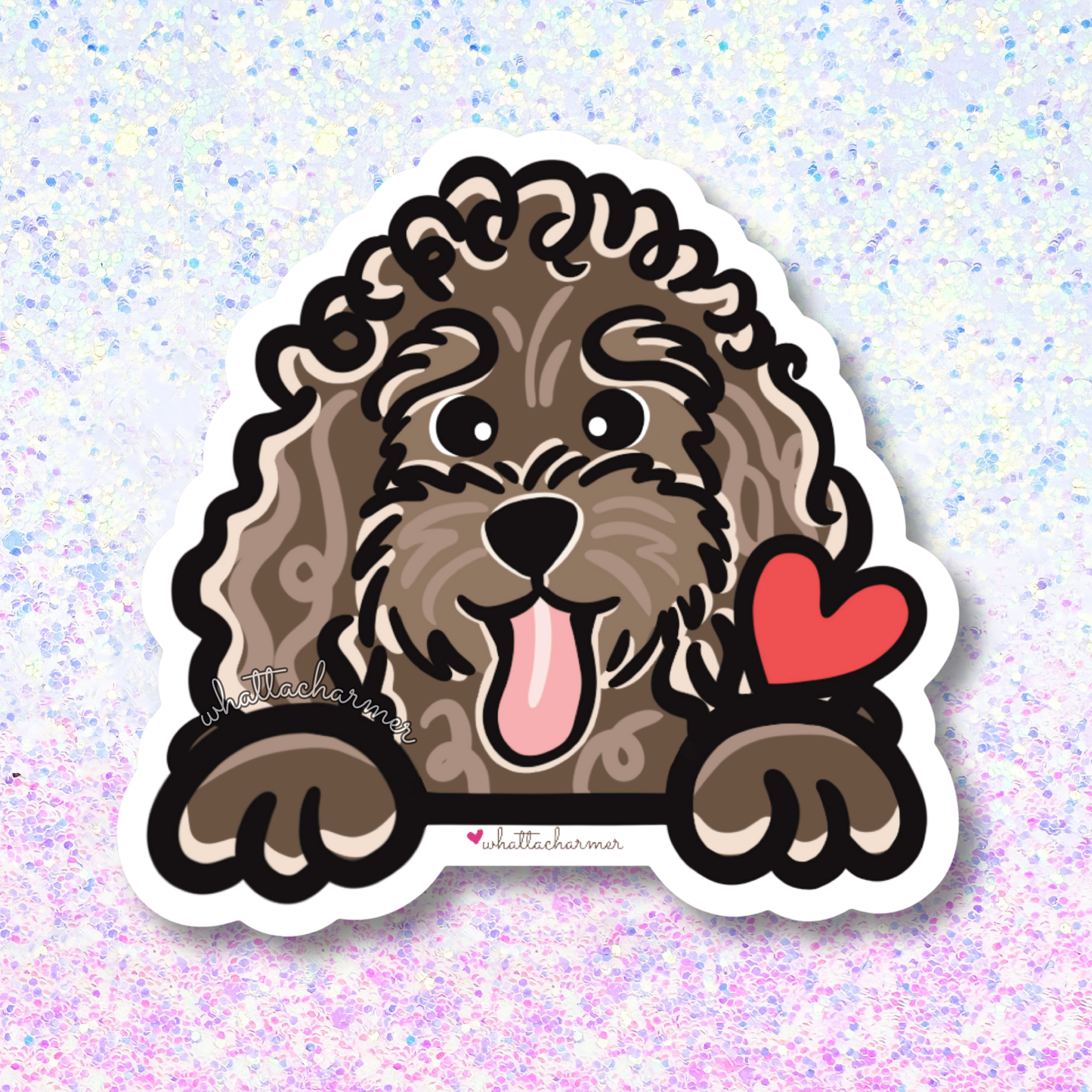 Brown Standard Poodle Vinyl Sticker