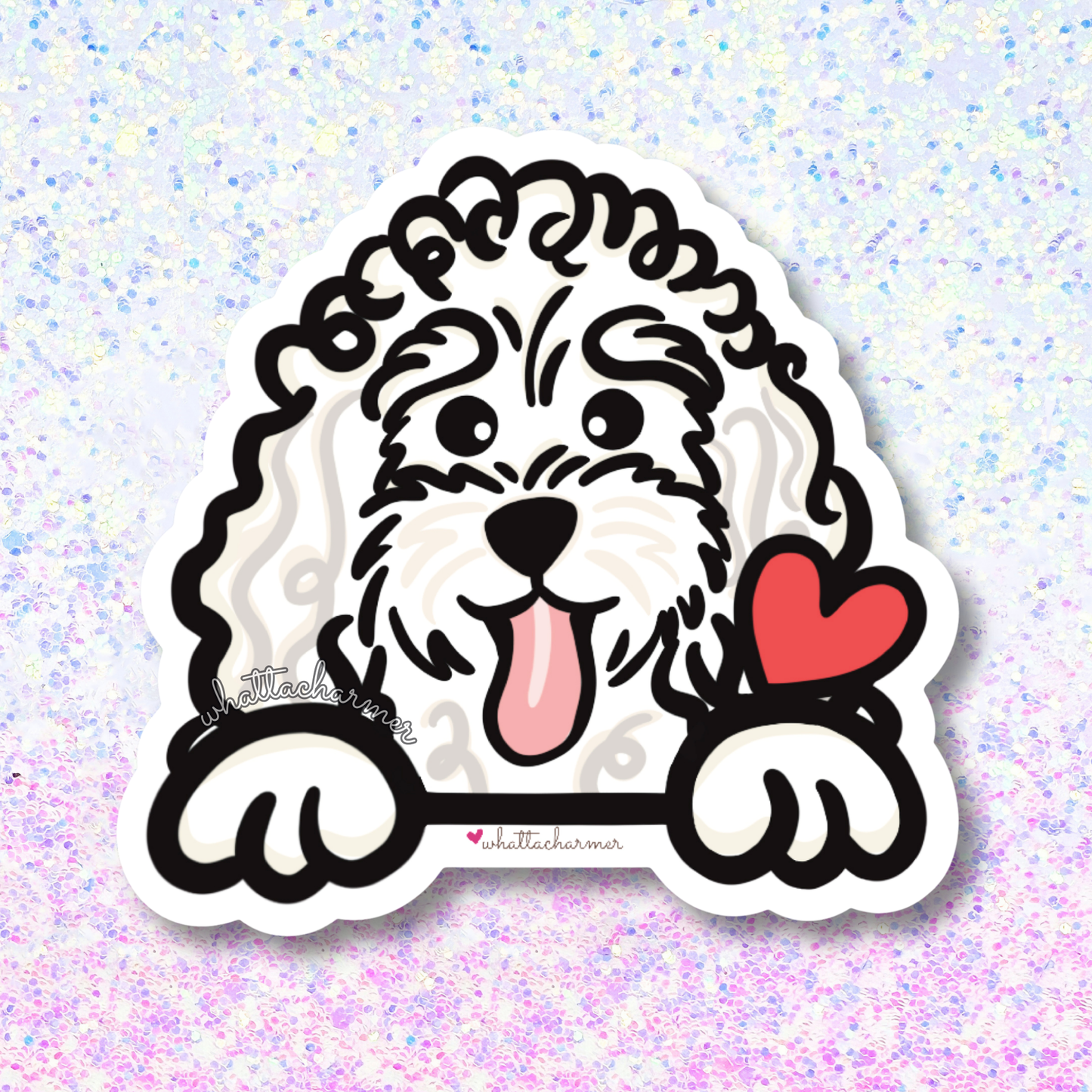 White Standard Poodle Vinyl Sticker