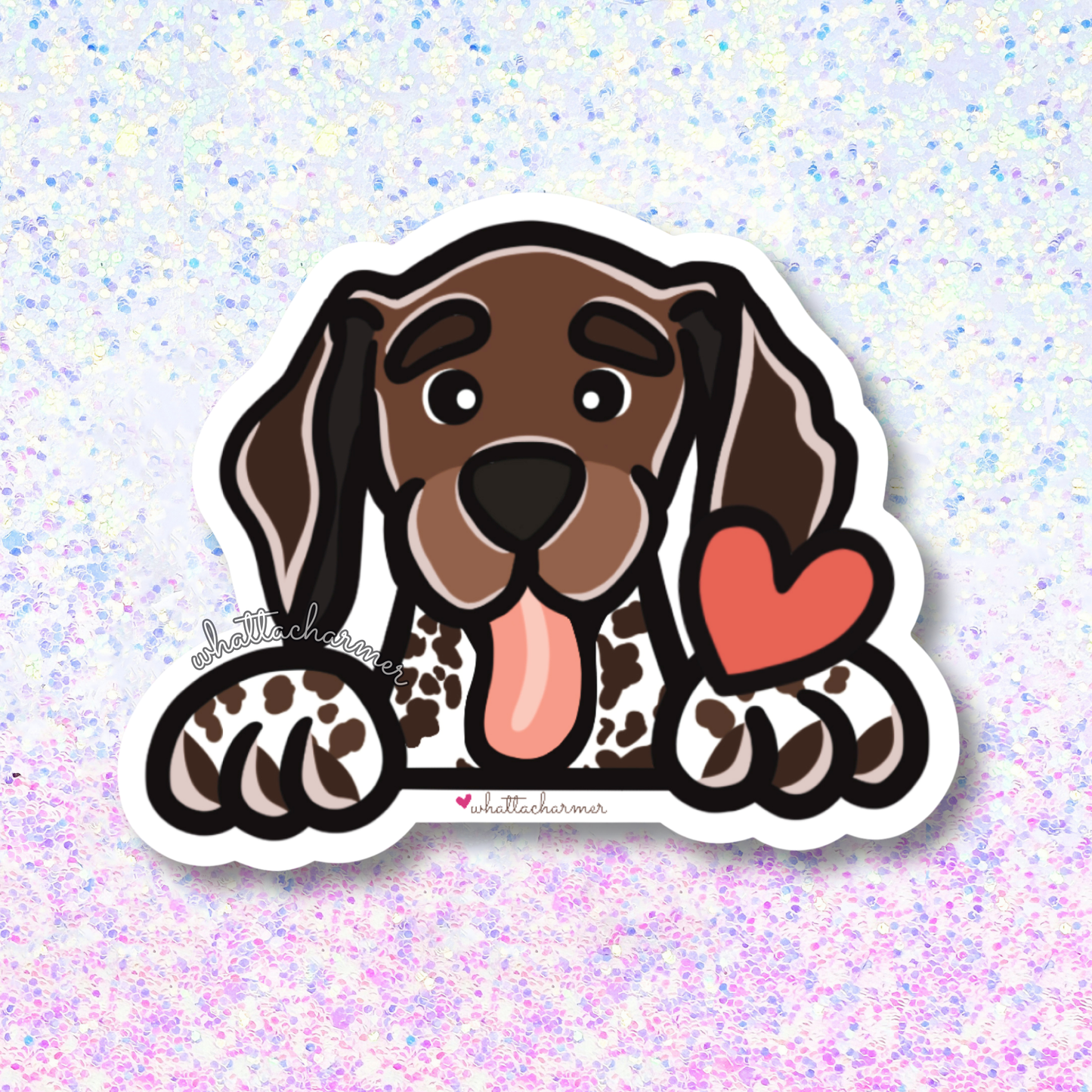 Liver and White German Shorthaired Pointer Vinyl Sticker