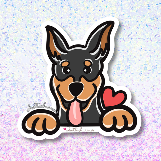 Cropped Ears Black and Tan Doberman Vinyl Sticker