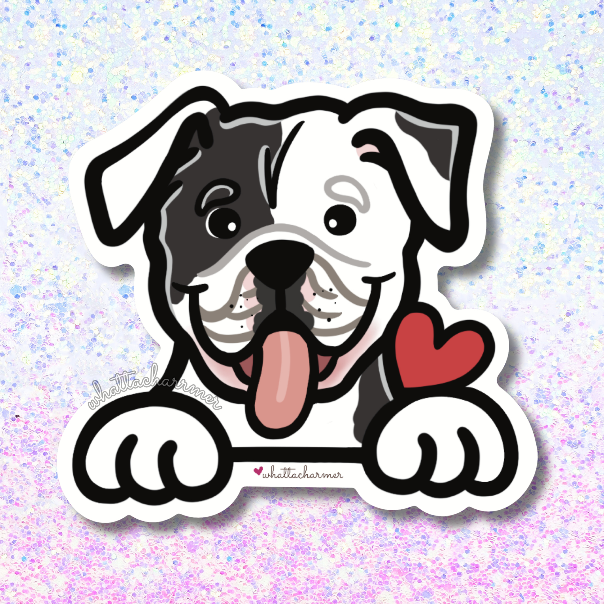 Black and White American Bulldog Sticker