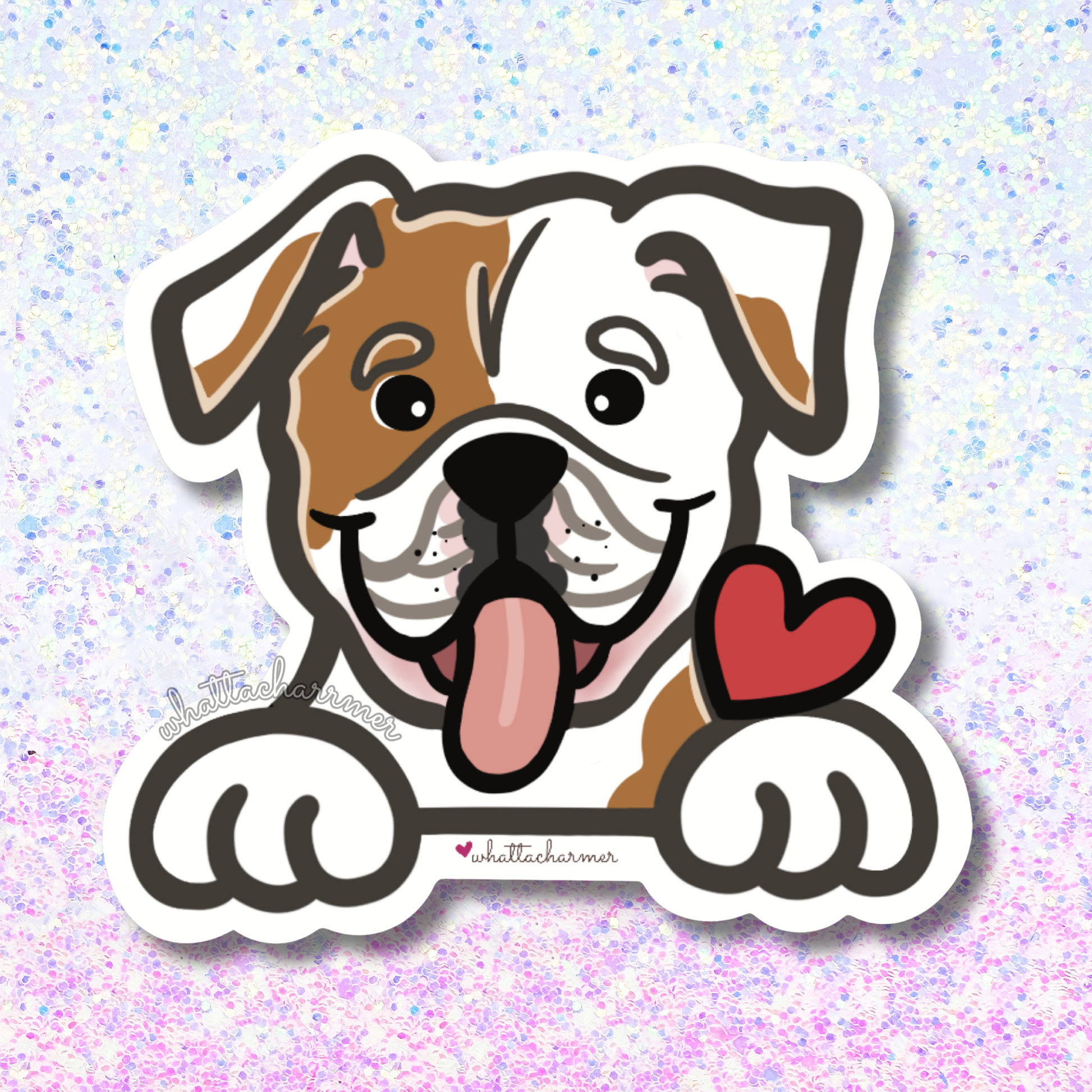 Red and White American Bulldog Sticker
