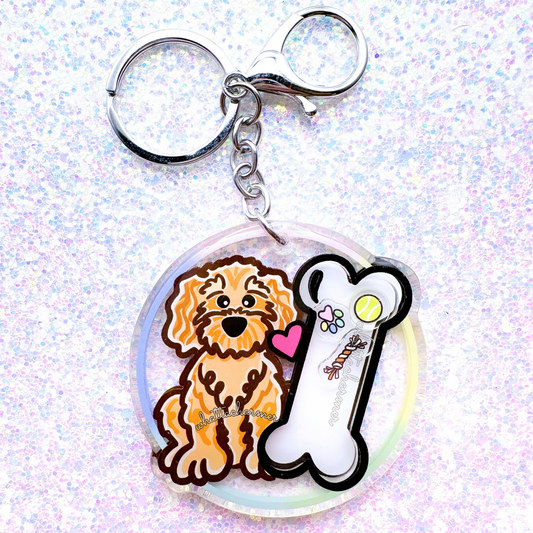 Apricot Goldendoodle Shaker Keychain