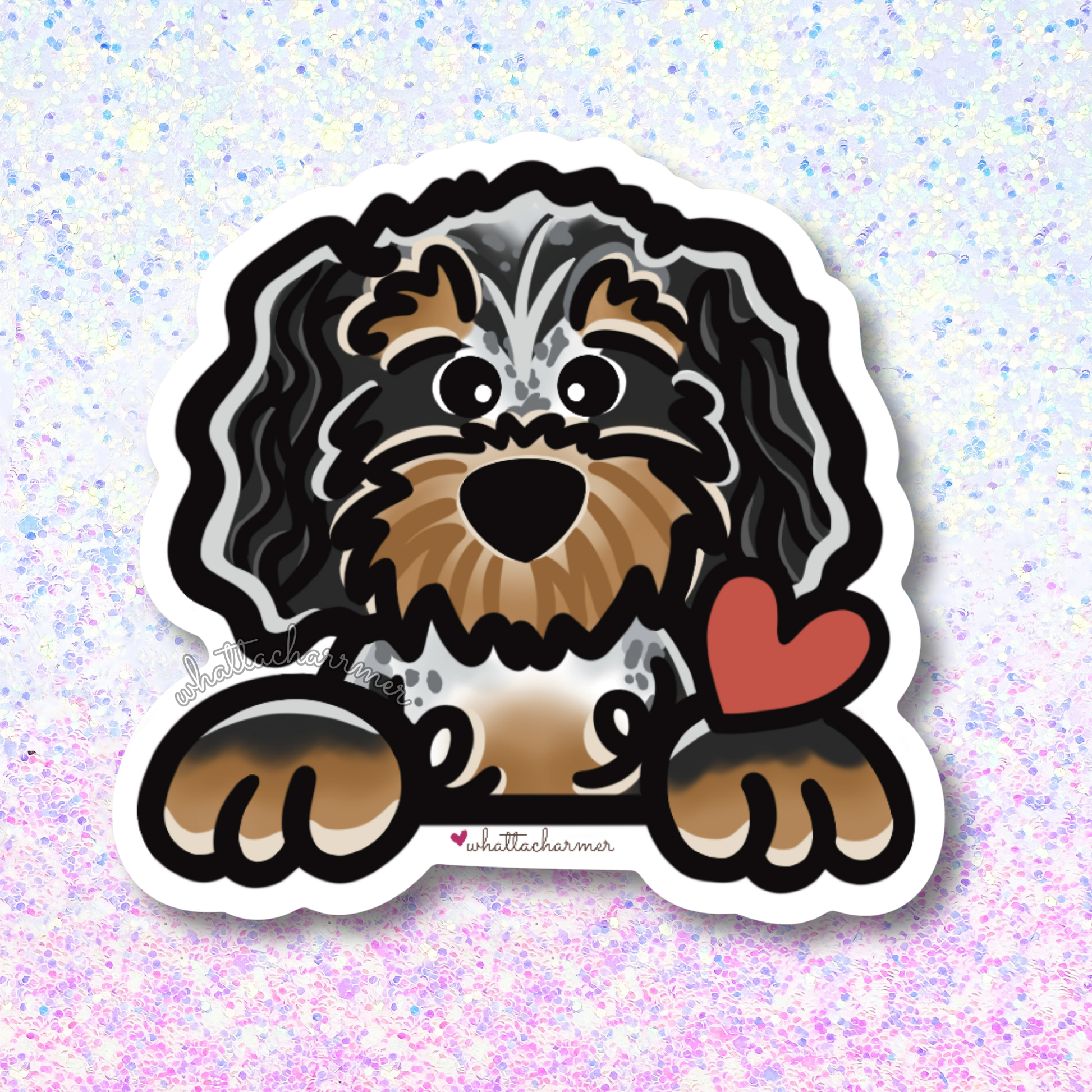 Black and Tan Aussiedoodle Sticker