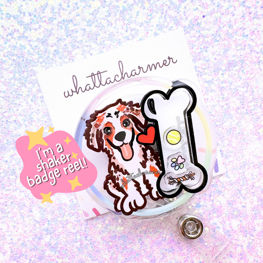 Red Merle Australian Shepherd (Aussie) Shaker Badge Reel