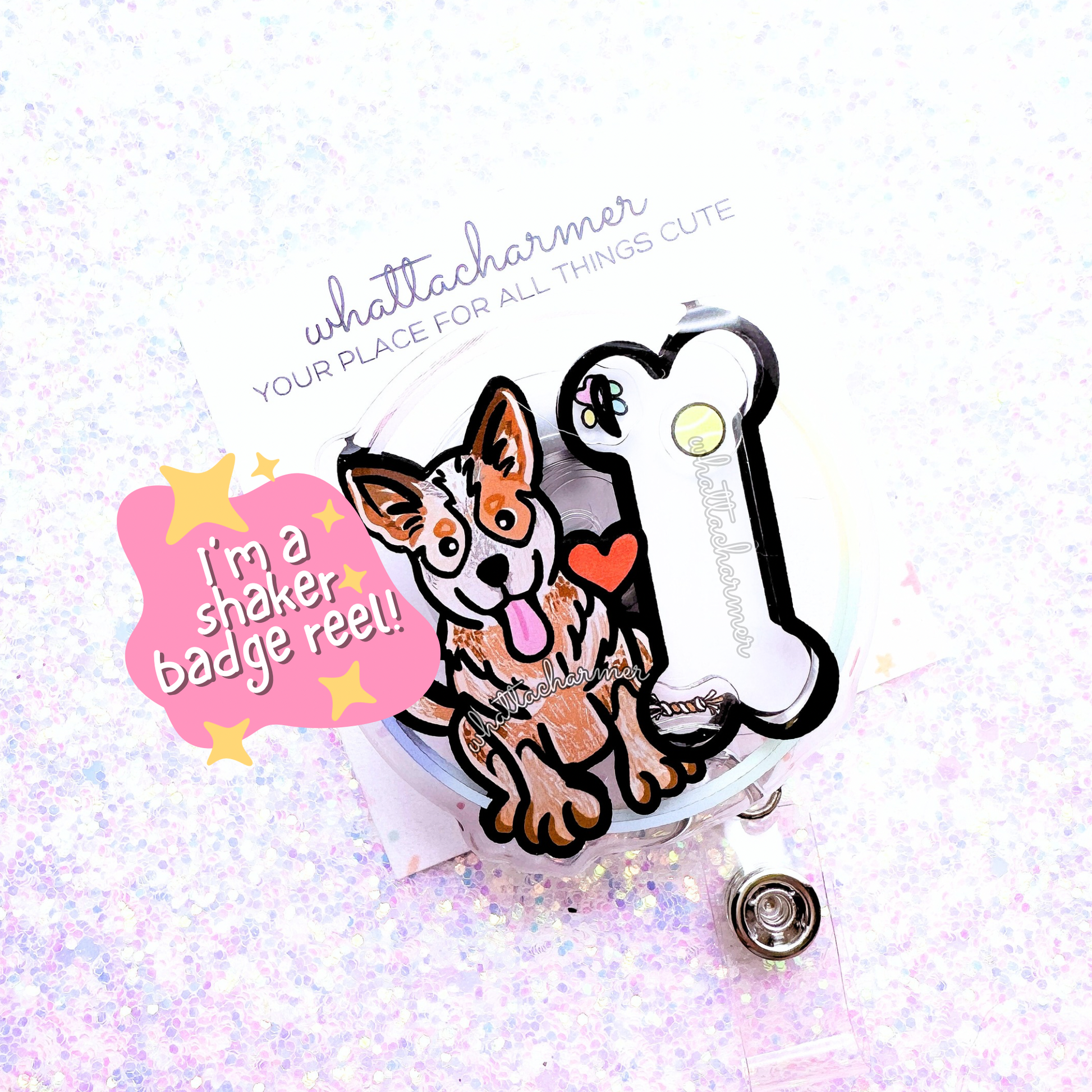 Red Australian Cattle Dog Shaker Badge Reel