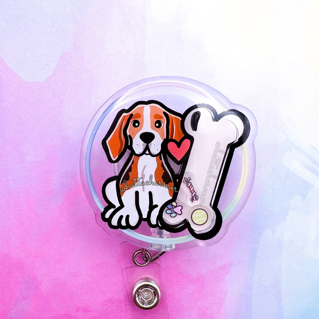 Red Beagle Shaker Badge Reel