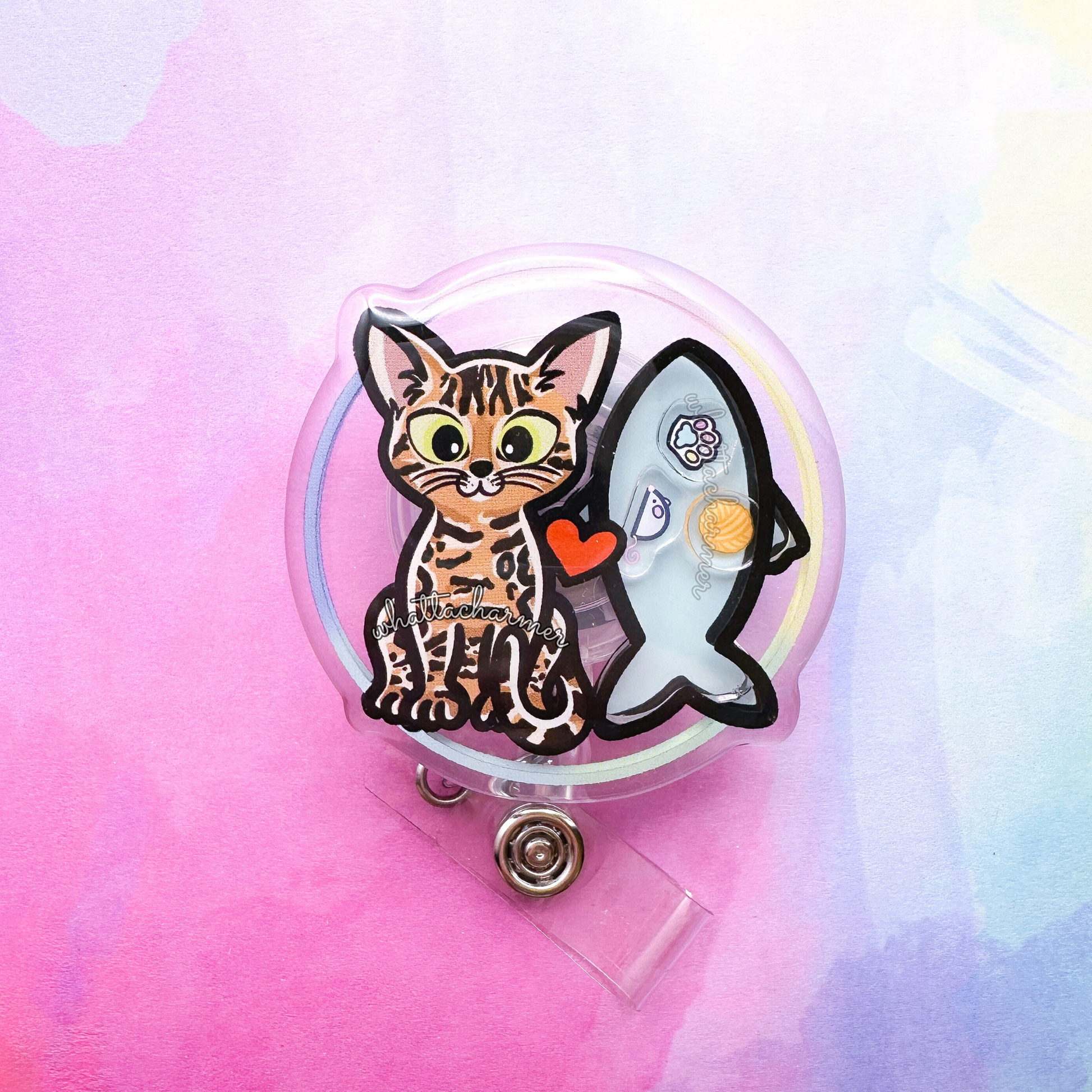 Bengal Cat Shaker Badge Reel