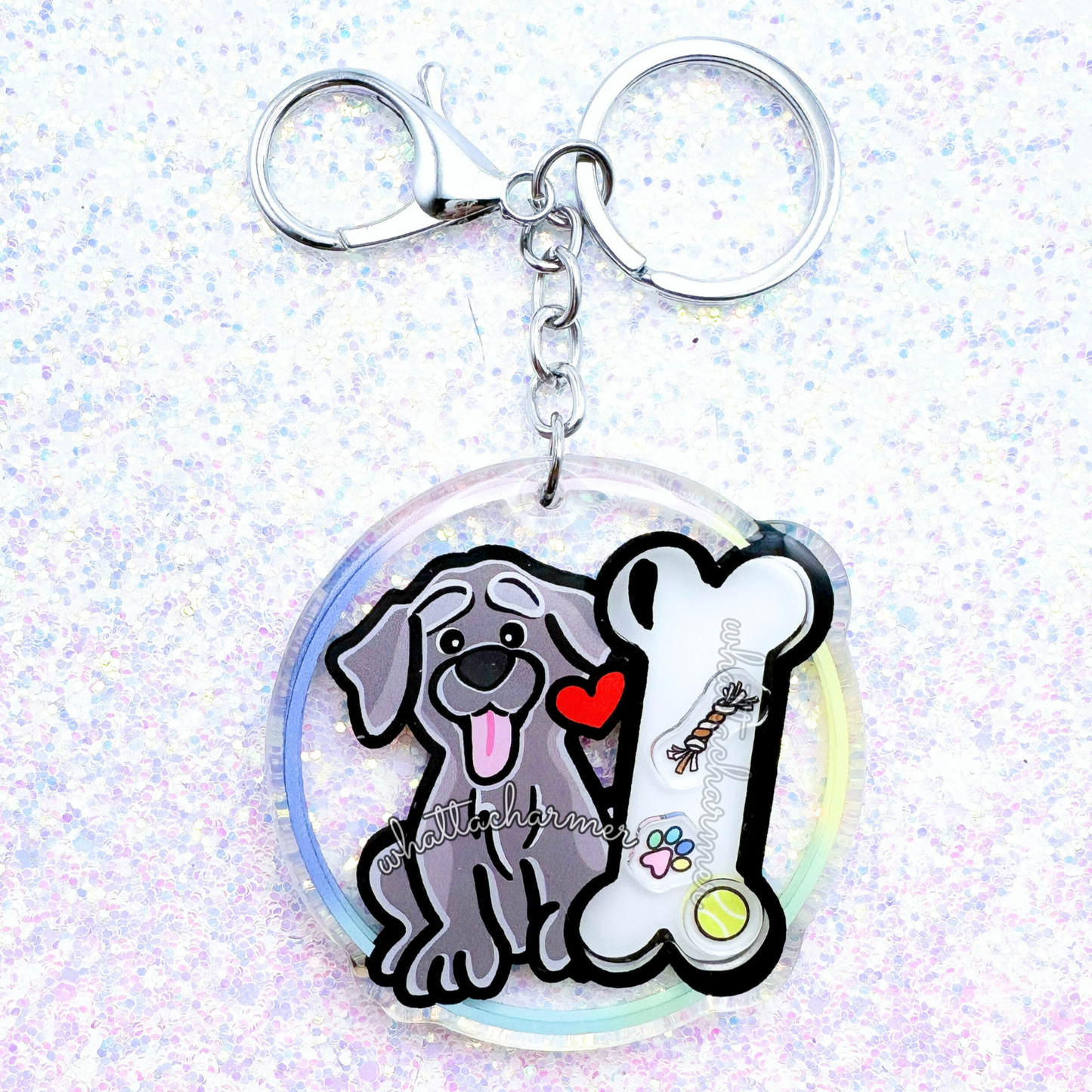 Silver Labrador Retriever Shaker Keychain