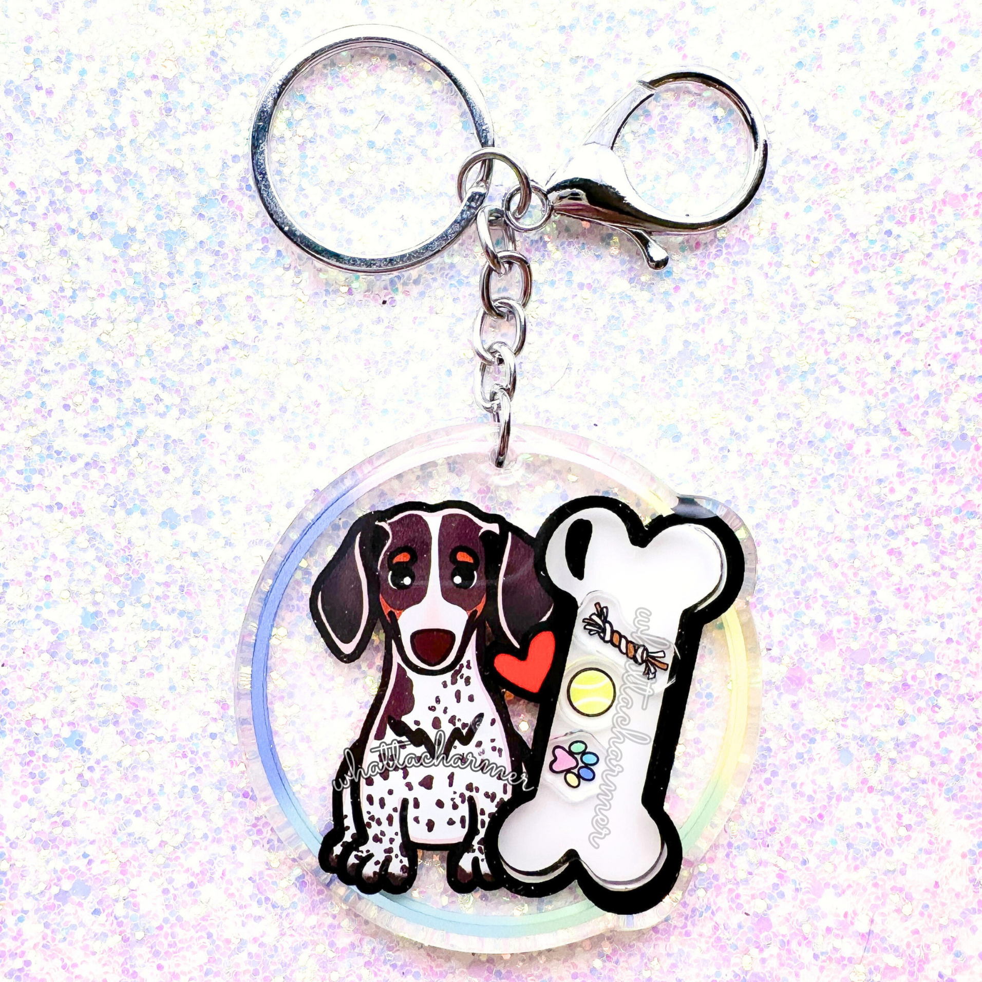 Smooth Chocolate and Tan Piebald Dachshund Keychain