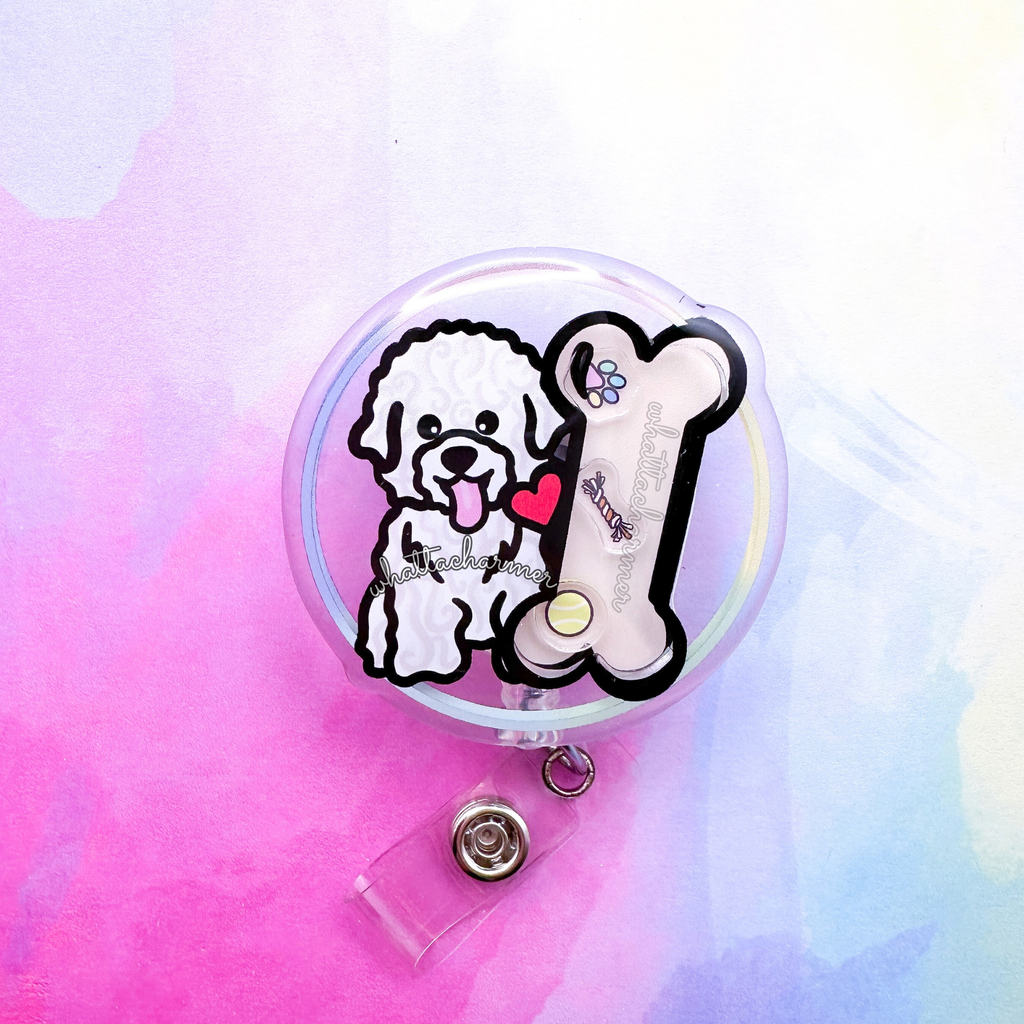 Bichon Frise Shaker Badge Reel