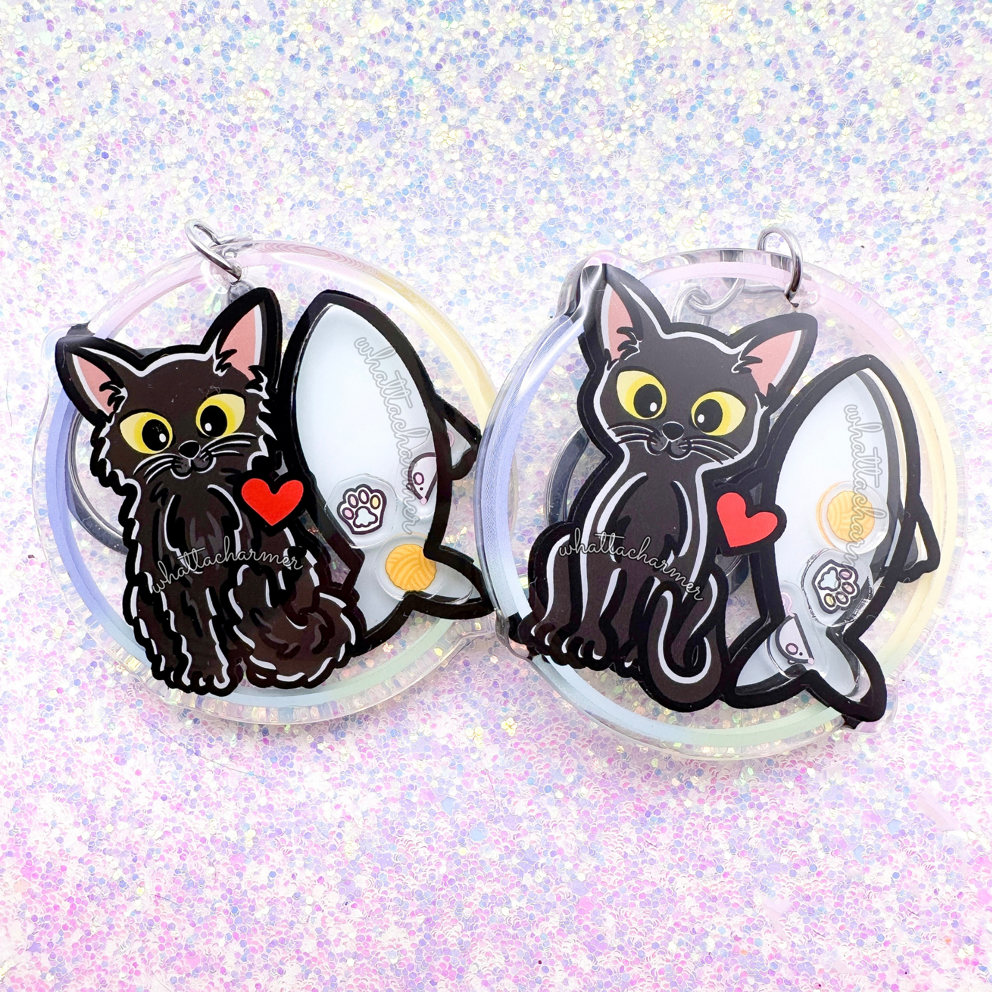 Longhaired Black Cat Keychain