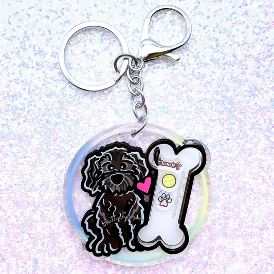 Black Goldendoodle Shaker Keychain