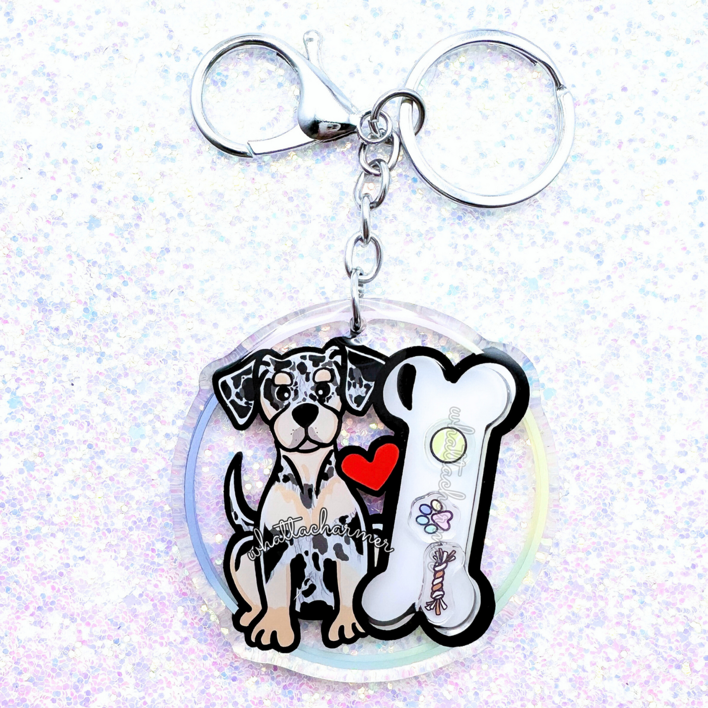 Blue Merle Catahoula Leopard Dog Shaker Keychain