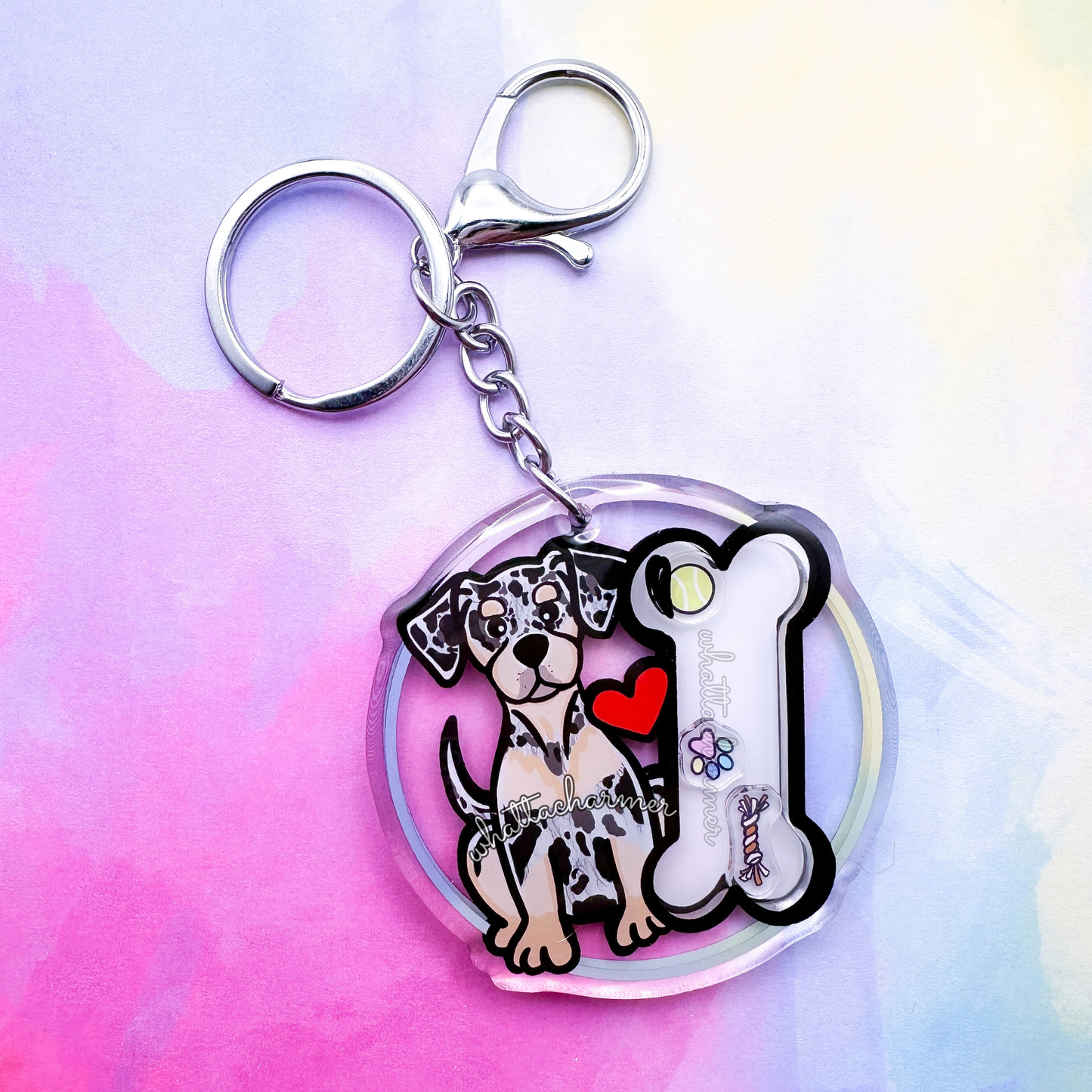 Blue Merle Catahoula Leopard Dog Shaker Keychain