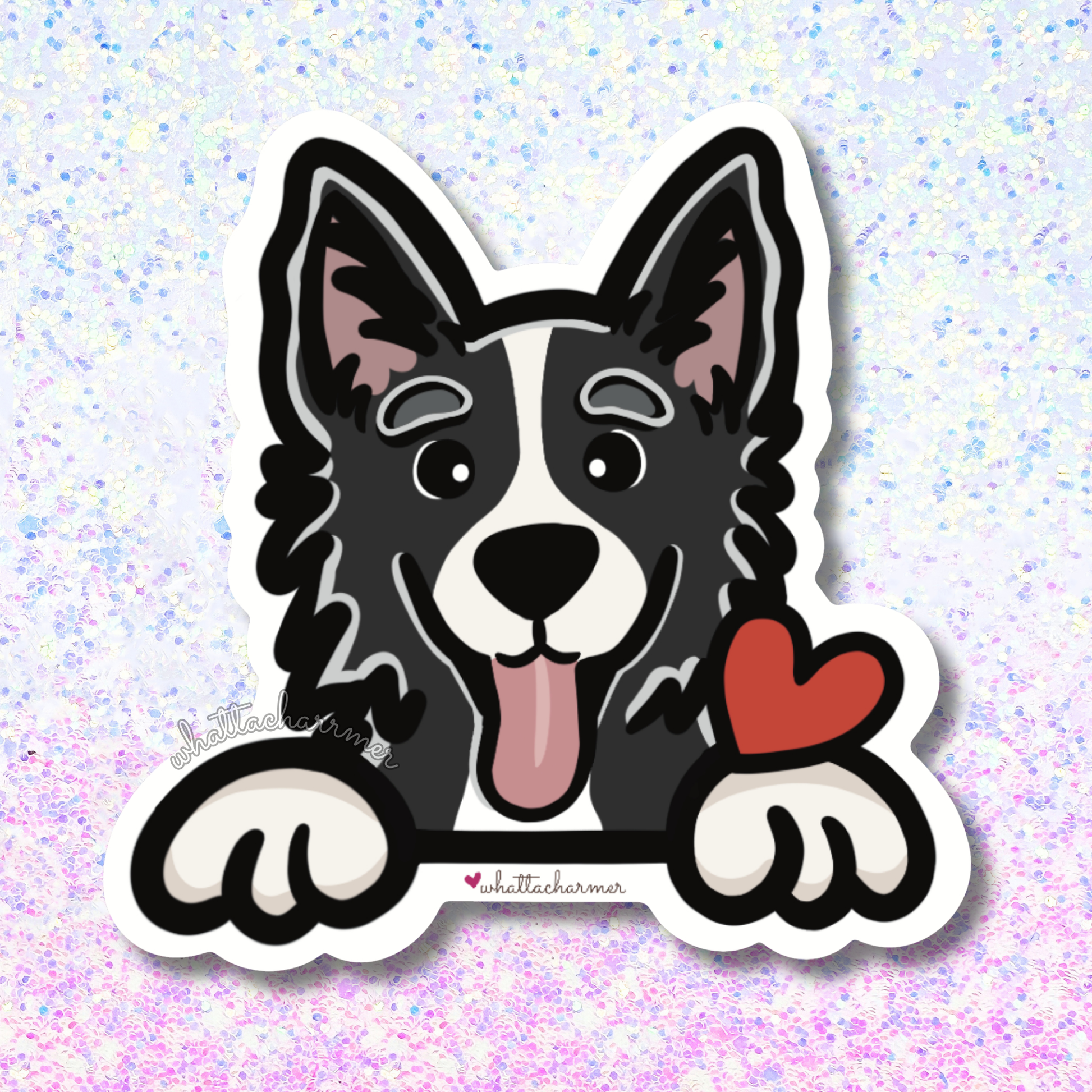Black and White Border Collie Sticker V2