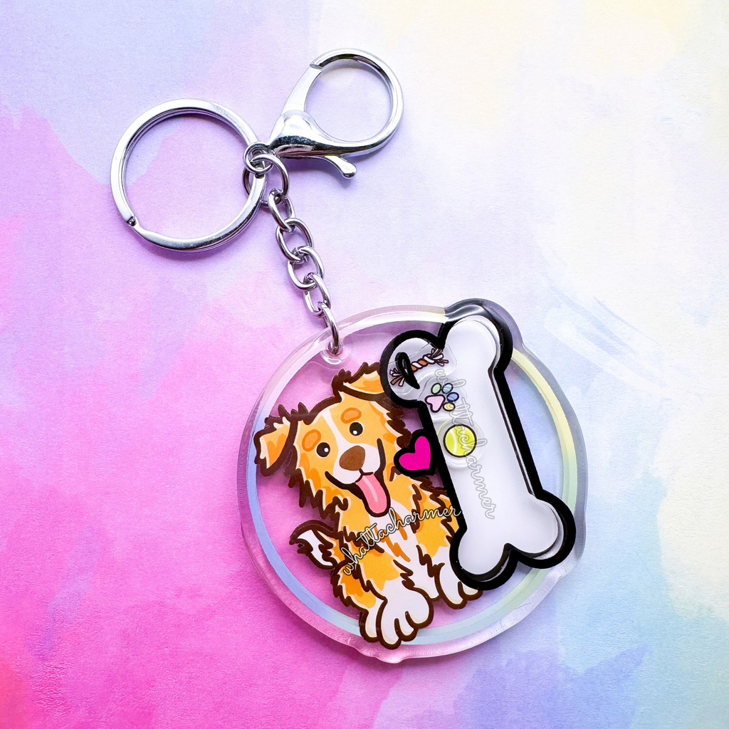 Gold Border Collie Keychain