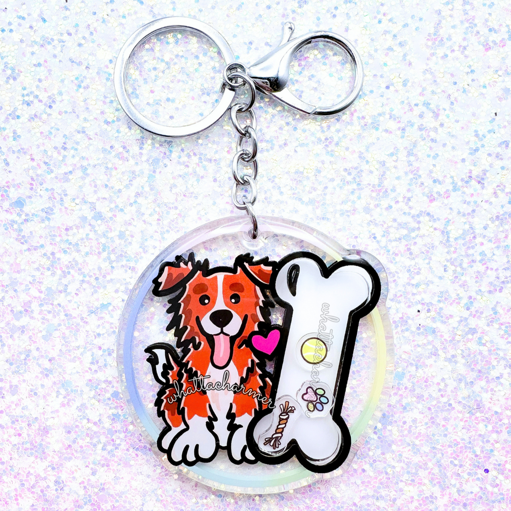 Red Border Collie Keychain