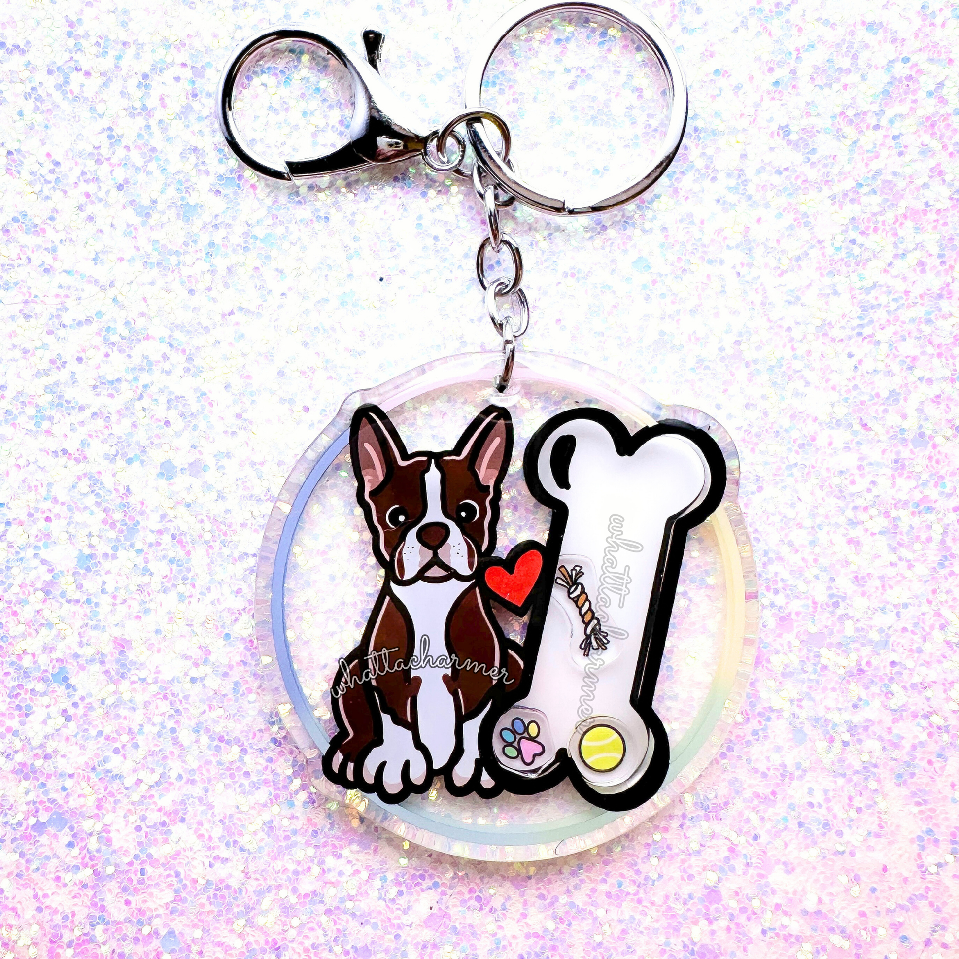 Seal Boston Terrier Keychain