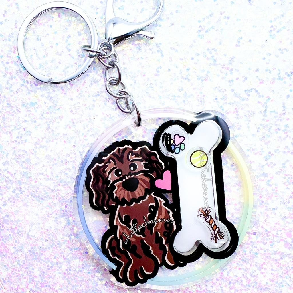 Brown Goldendoodle Keychain