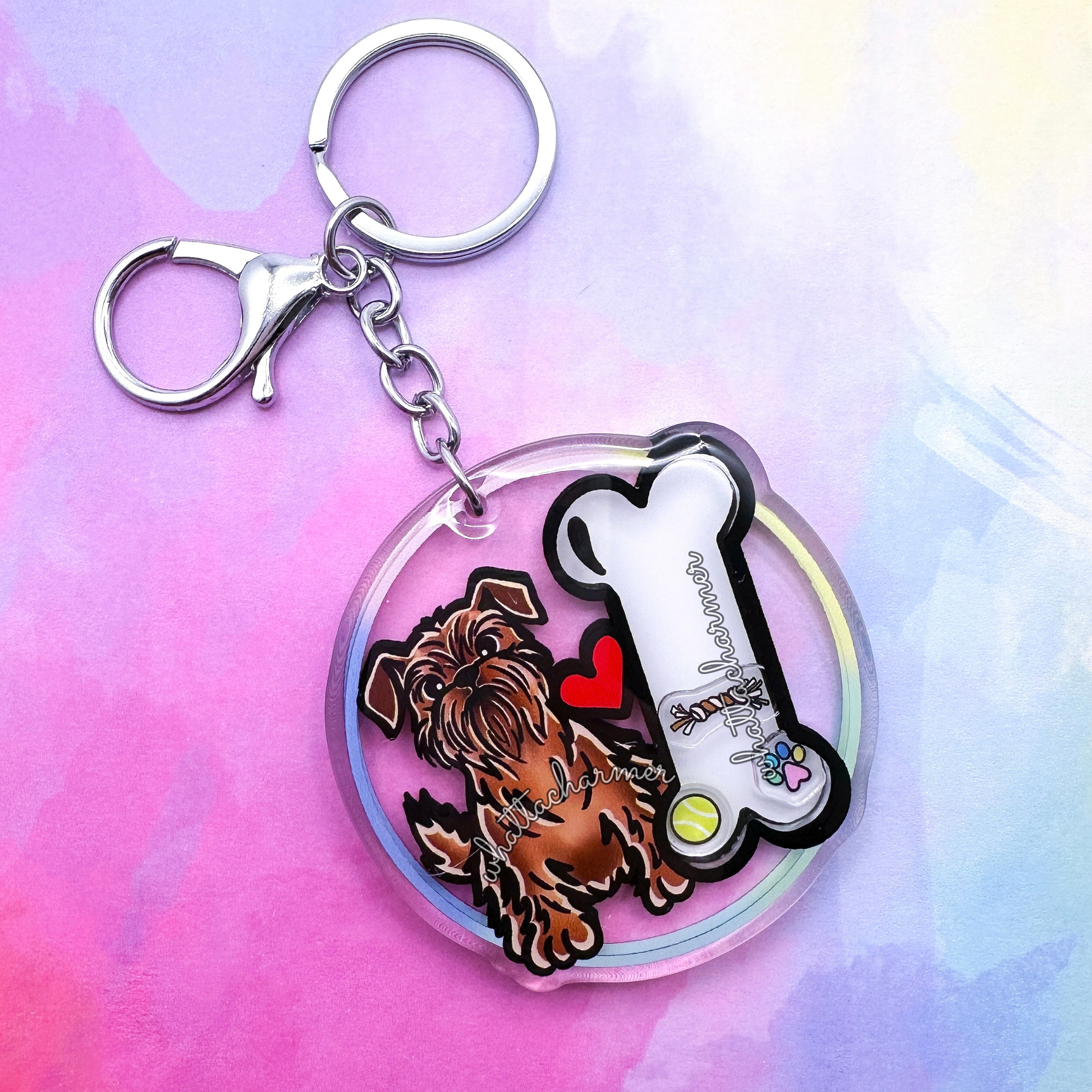 Rough Red Brussels Griffon Keychain - Main Image