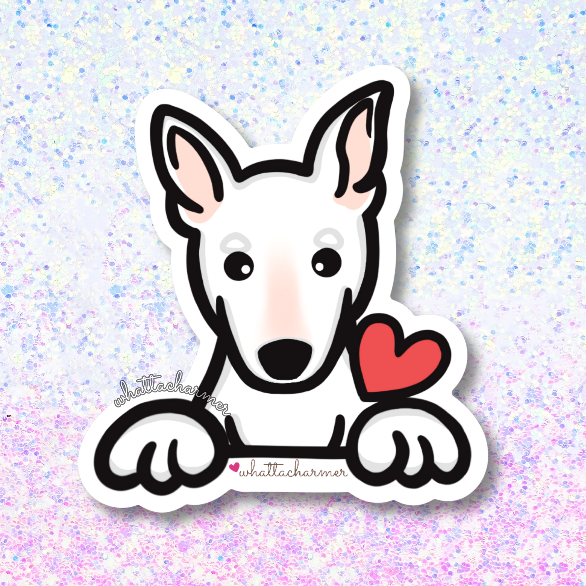 White Bull Terrier Sticker