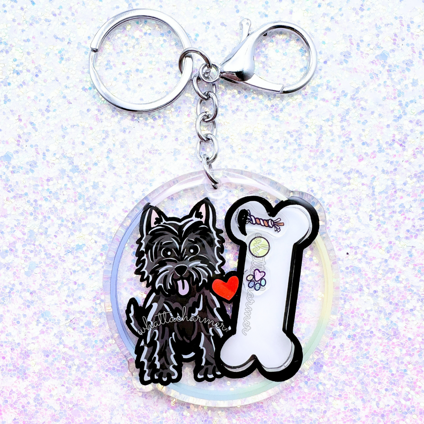 Black Cairn Terrier Shaker Keychain