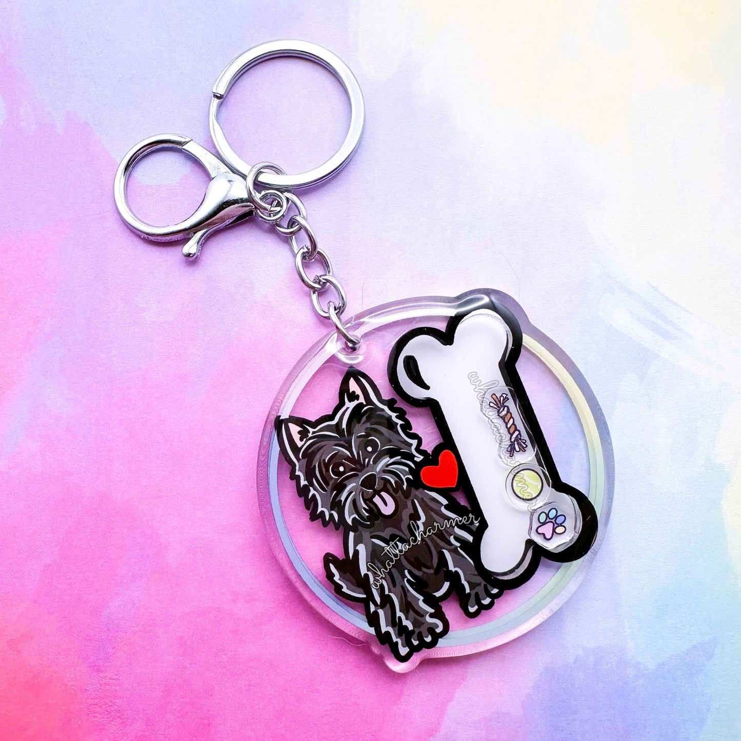 Black Cairn Terrier Shaker Keychain