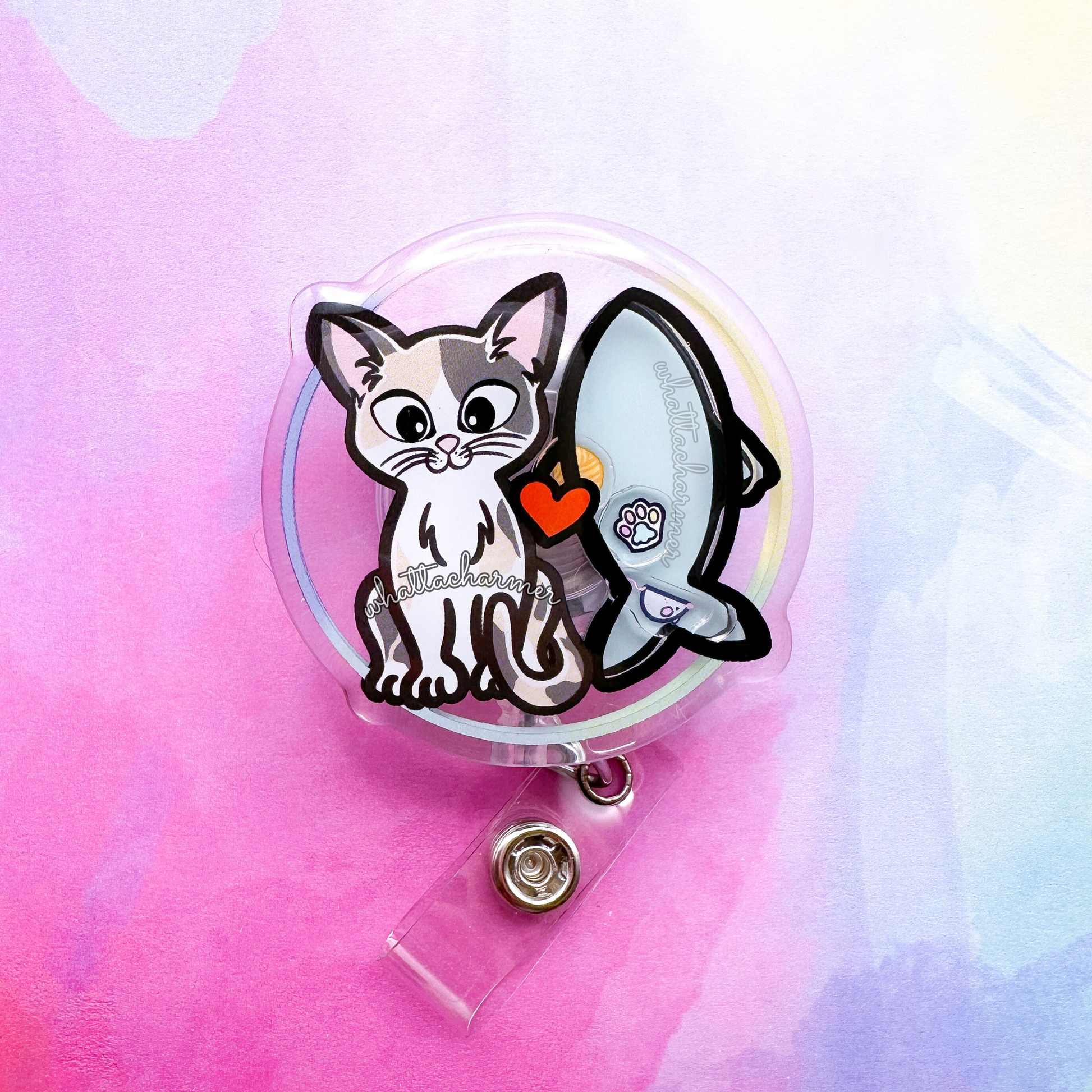 Diluted Calico Cat Shaker Badge Reel