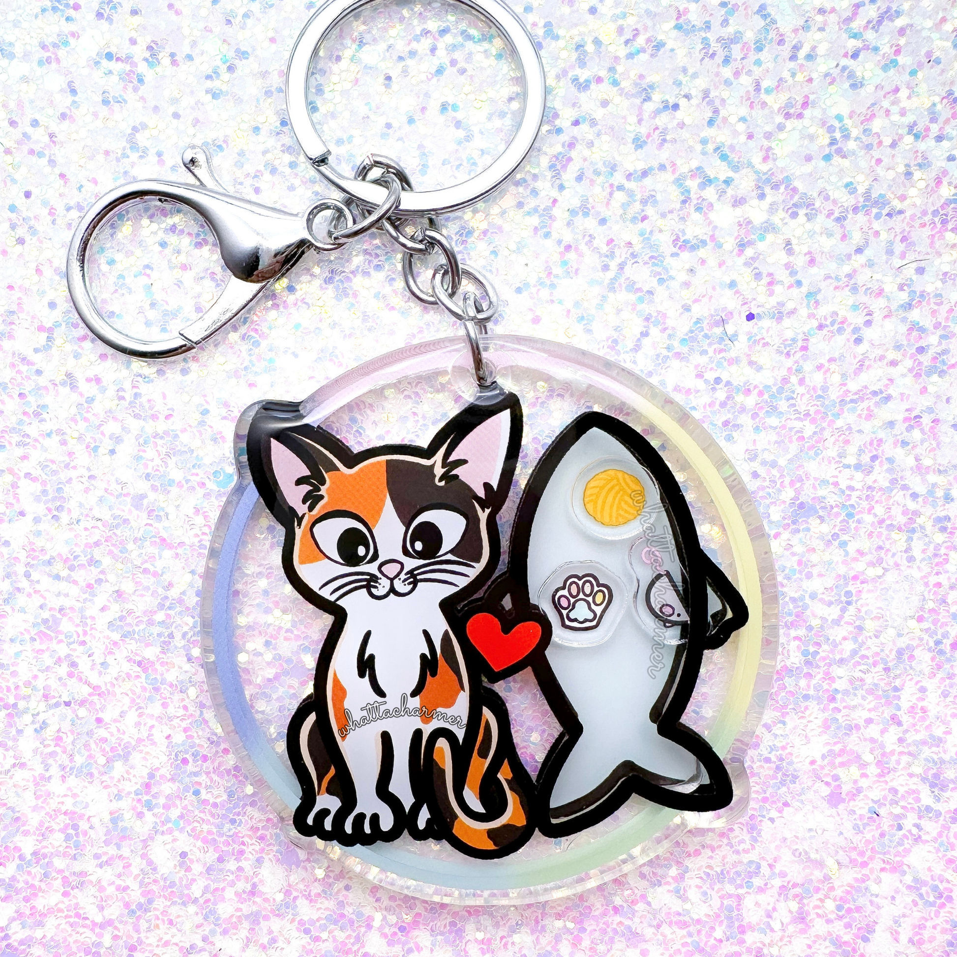 Shorthaired Calico Cat Keychain
