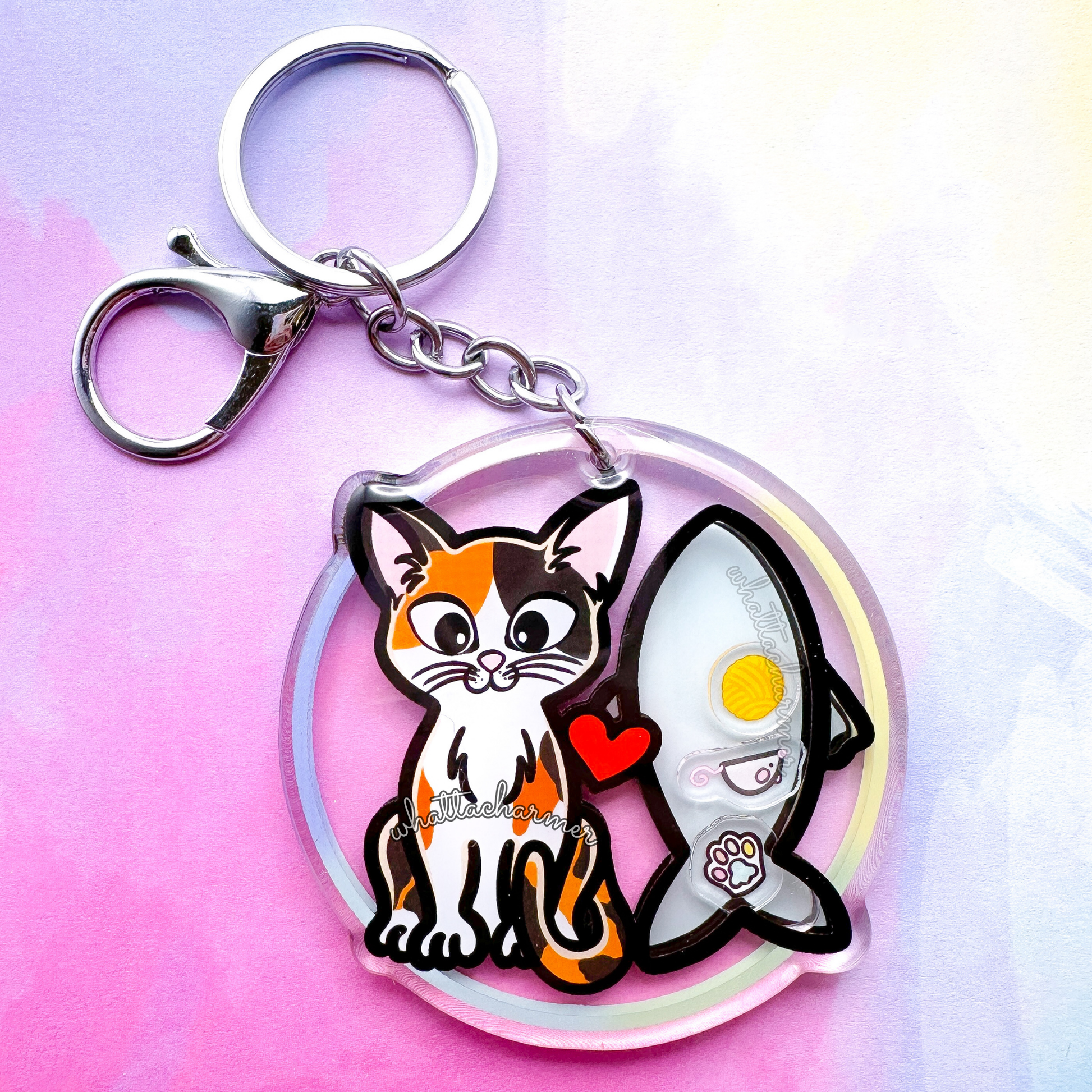 Shorthaired Calico Cat Keychain