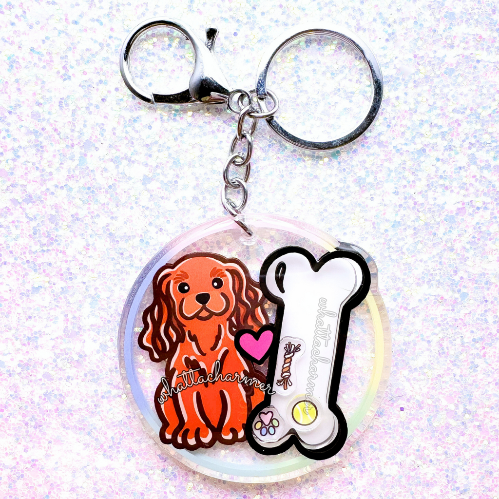 Ruby Cavalier King Charles Spaniel Keychain