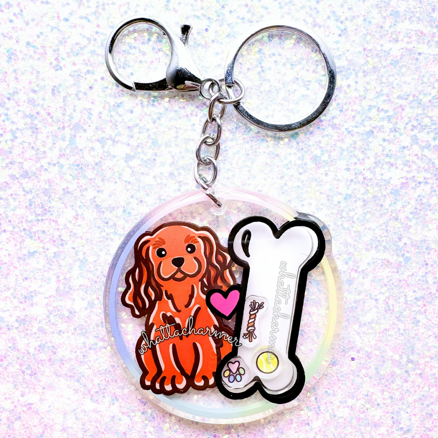 Ruby Cavalier King Charles Spaniel Shaker Keychain