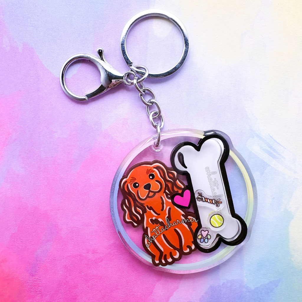 Ruby Cavalier King Charles Spaniel Keychain